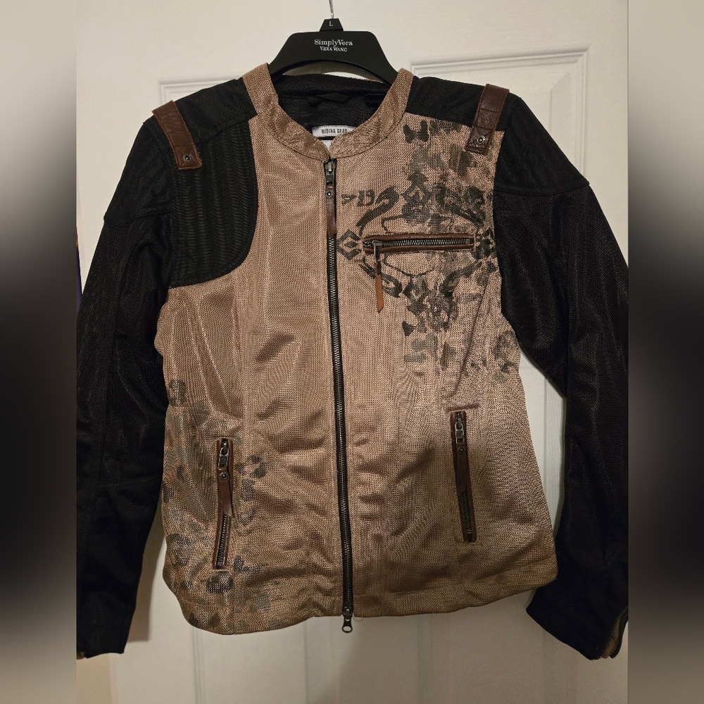 Black and Tan Zip-Up Mesh Harley Dabidson Jacket